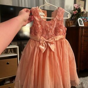 Rare Editions Coral Kids Dress with Bow